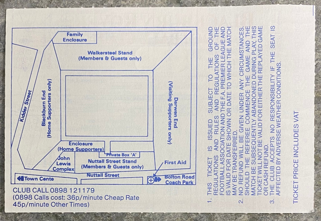 1992/93 ORIGINAL COCA COLA SEMI FINAL 1ST LEG TICKET BLACKBURN ROVERS V SHEFFIELD WEDNESDAY