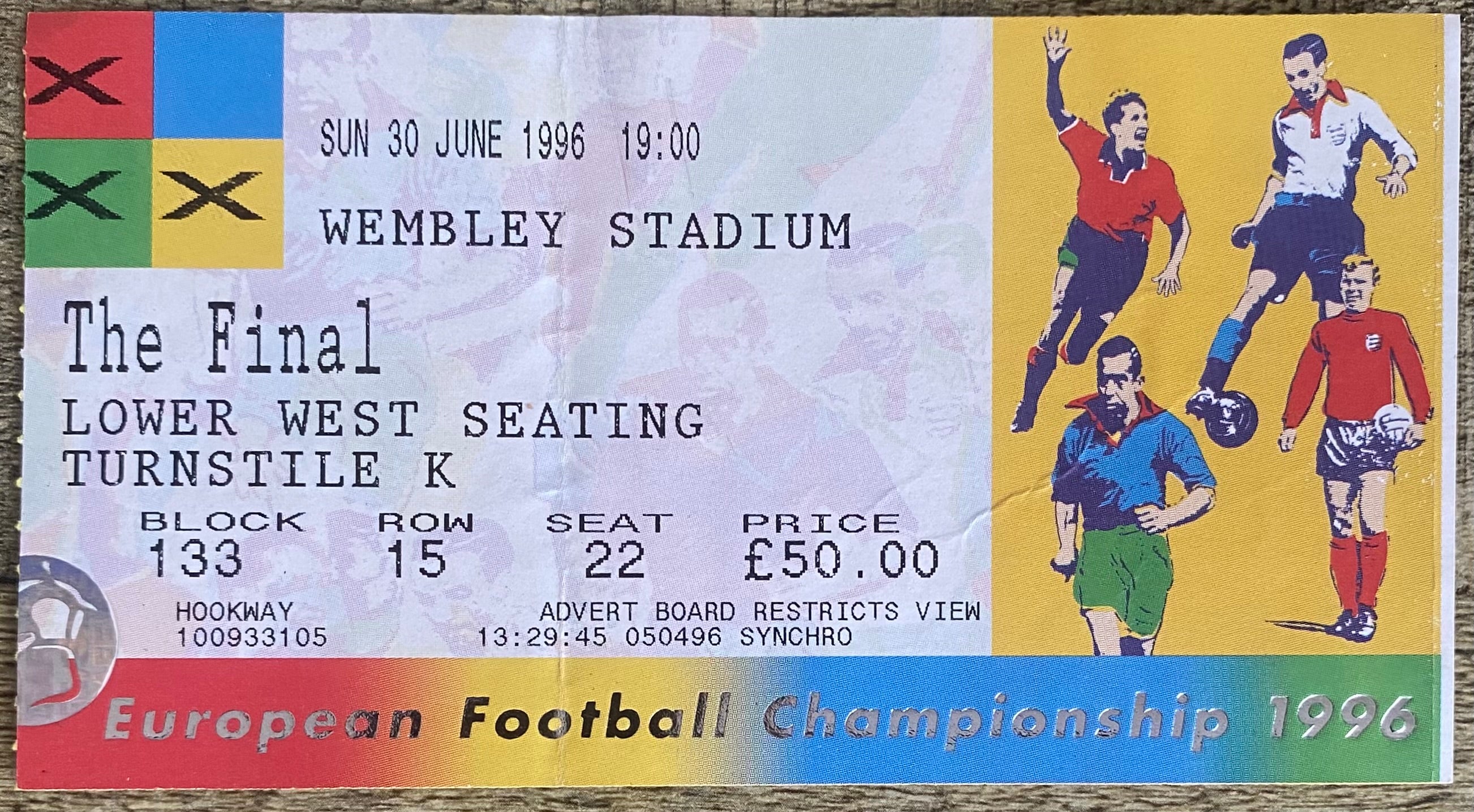 1996 ORIGINAL EUROPEAN CHAMPIONSHIPS EURO 96 THE FINAL TICKET CZECH REPUBLIC V GERMANY @ WEMBLEY