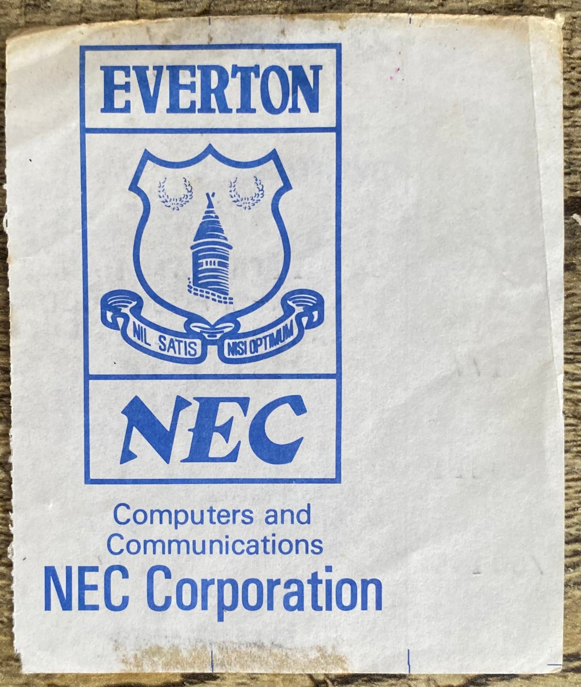 1985/86  ORIGINAL DIVISION ONE TICKET EVERTON V QUEENS PARK RANGERS