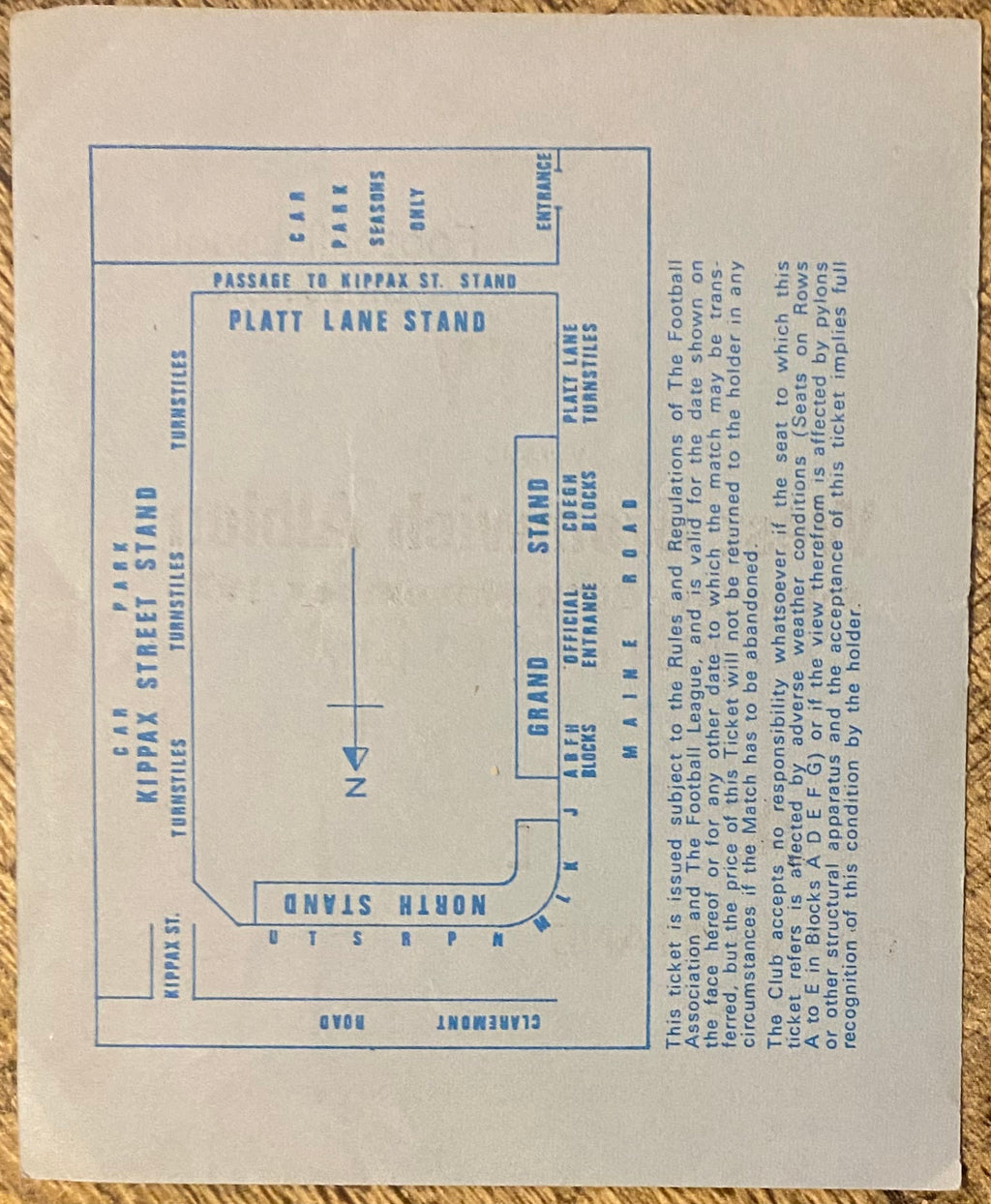 1976/77 ORIGINAL DIVISION 1 TICKET MANCHESTER CITY V WEST BROMWICH ALBION