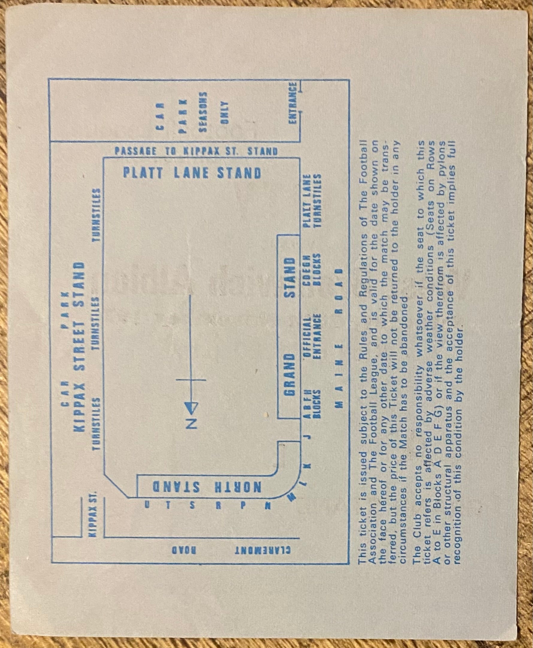 1976/77 ORIGINAL DIVISION 1 TICKET MANCHESTER CITY V WEST BROMWICH ALBION