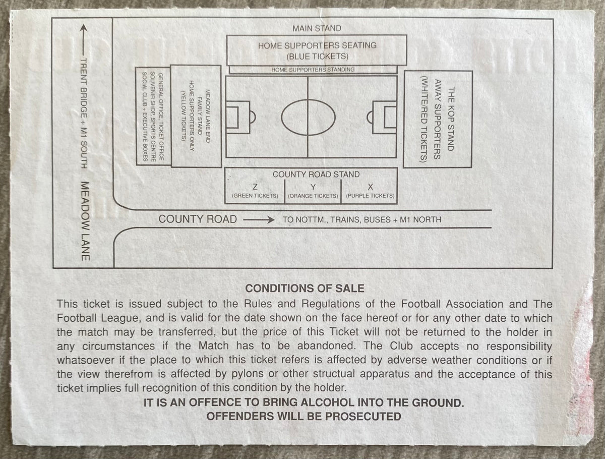 1992/93 ORIGINAL DIVISION 1 TICKET NOTTS COUNTY V CHARLTON ATHLETIC