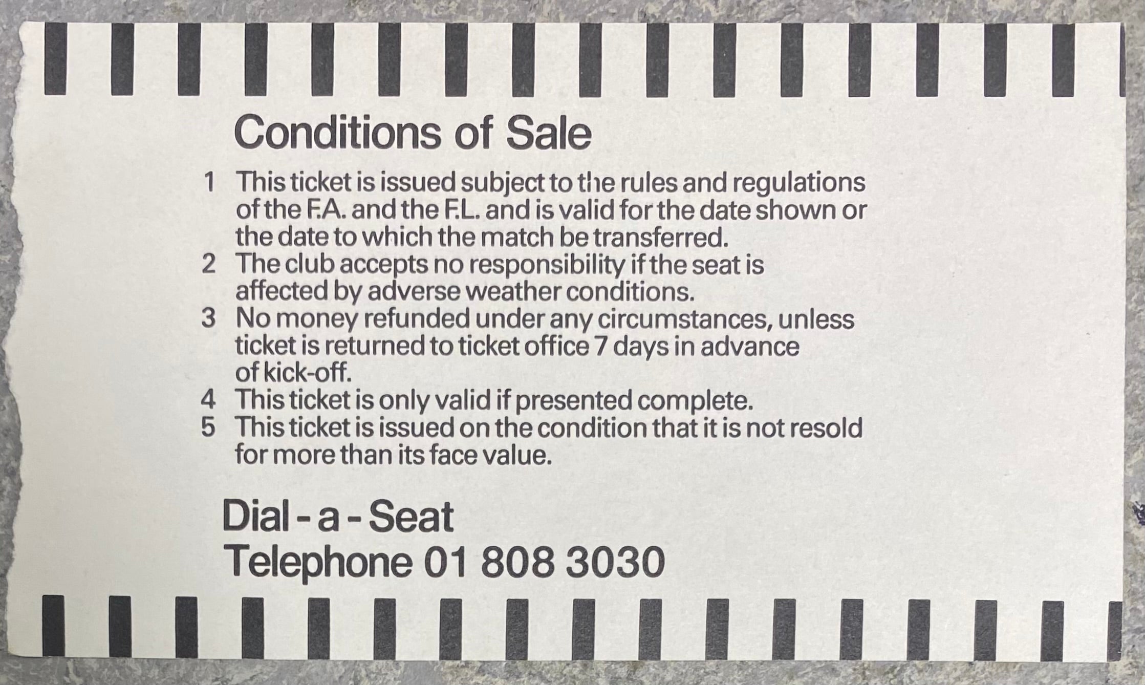 1986/87 ORIGINAL DIVISION 1 TICKET TOTTENHAM HOTSPUR V WATFORD