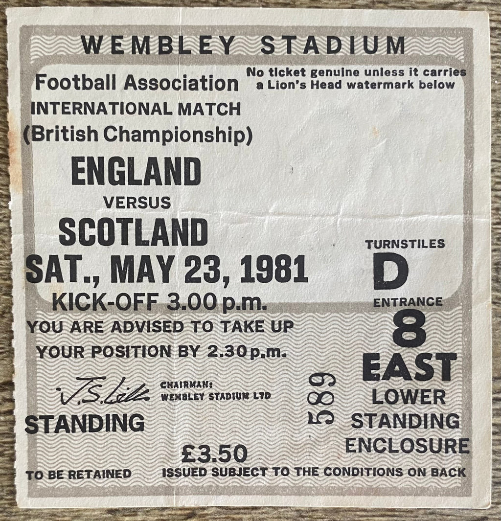 1981 ORIGINAL BRITISH HOME INTERNATIONAL CHAMPIONSHIPS TICKET ENGLAND V SCOTLAND
