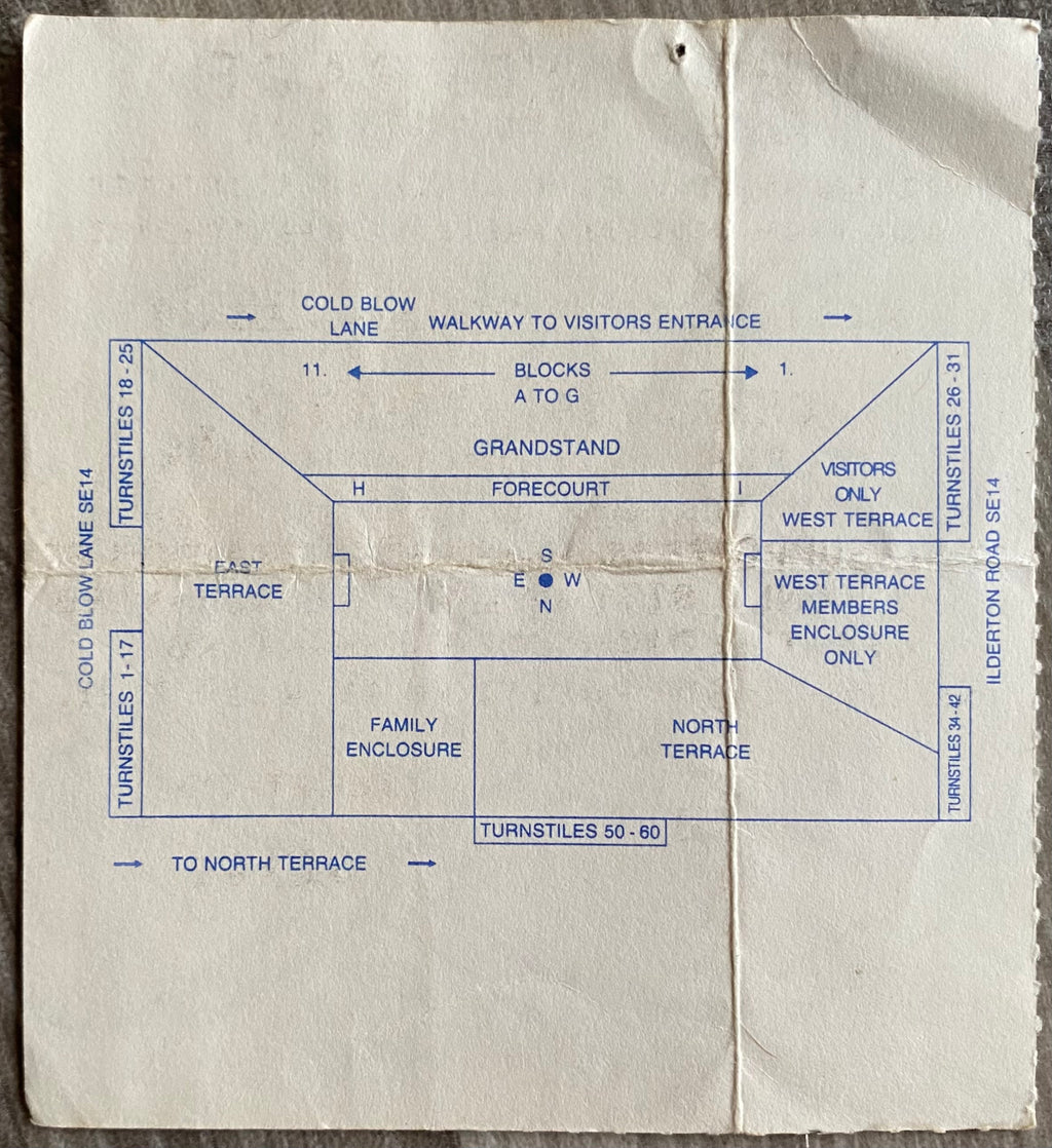 1991/92 ORIGINAL DIVISION 2 TICKET MILLWALL V CHARLTON ATHLETIC
