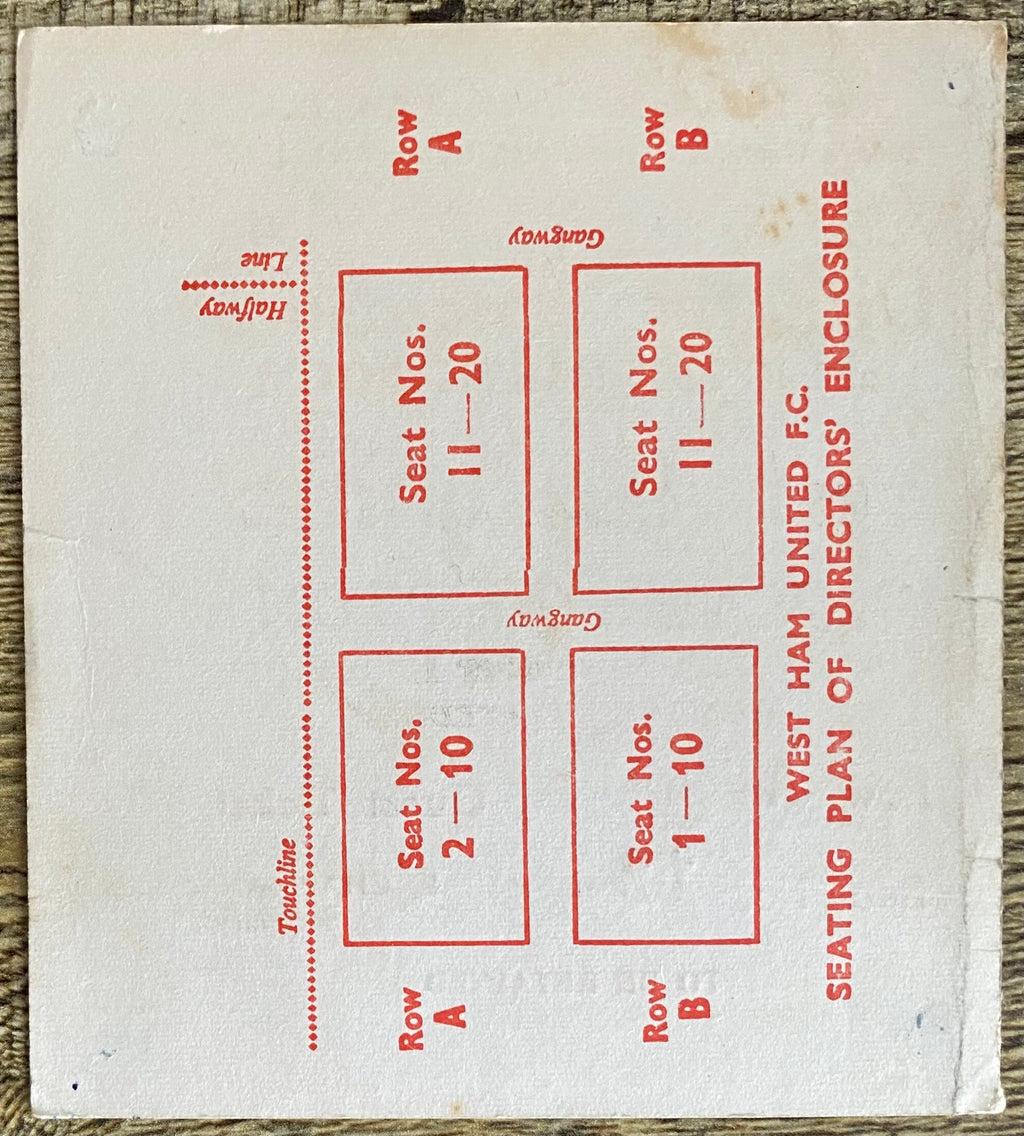 1970/71 ORIGINAL DIVISION ONE DIRECTORS TICKET WEST HAM UNITED V WOLVERHAMPTON WANDERERS