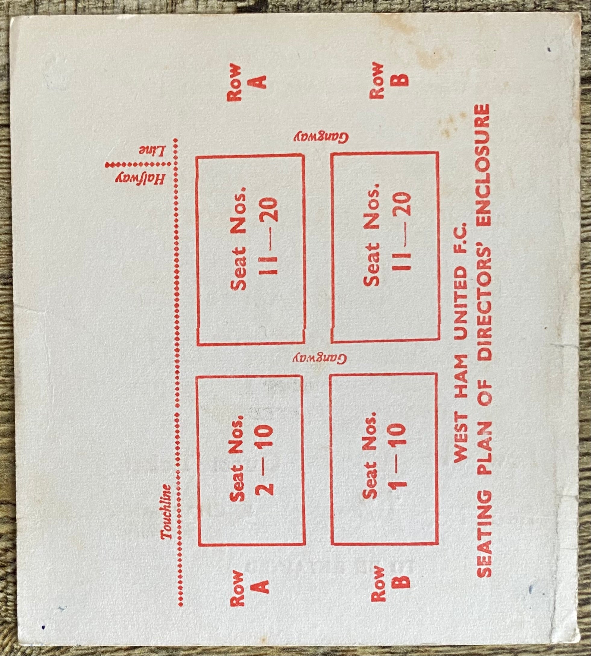 1970/71 ORIGINAL DIVISION ONE DIRECTORS TICKET WEST HAM UNITED V WOLVERHAMPTON WANDERERS