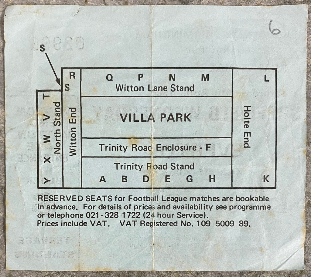 1986 ORIGINAL FA CUP SEMI FINAL TICKET EVERTON V SHEFFIELD WEDNESDAY @ VILLA PARK