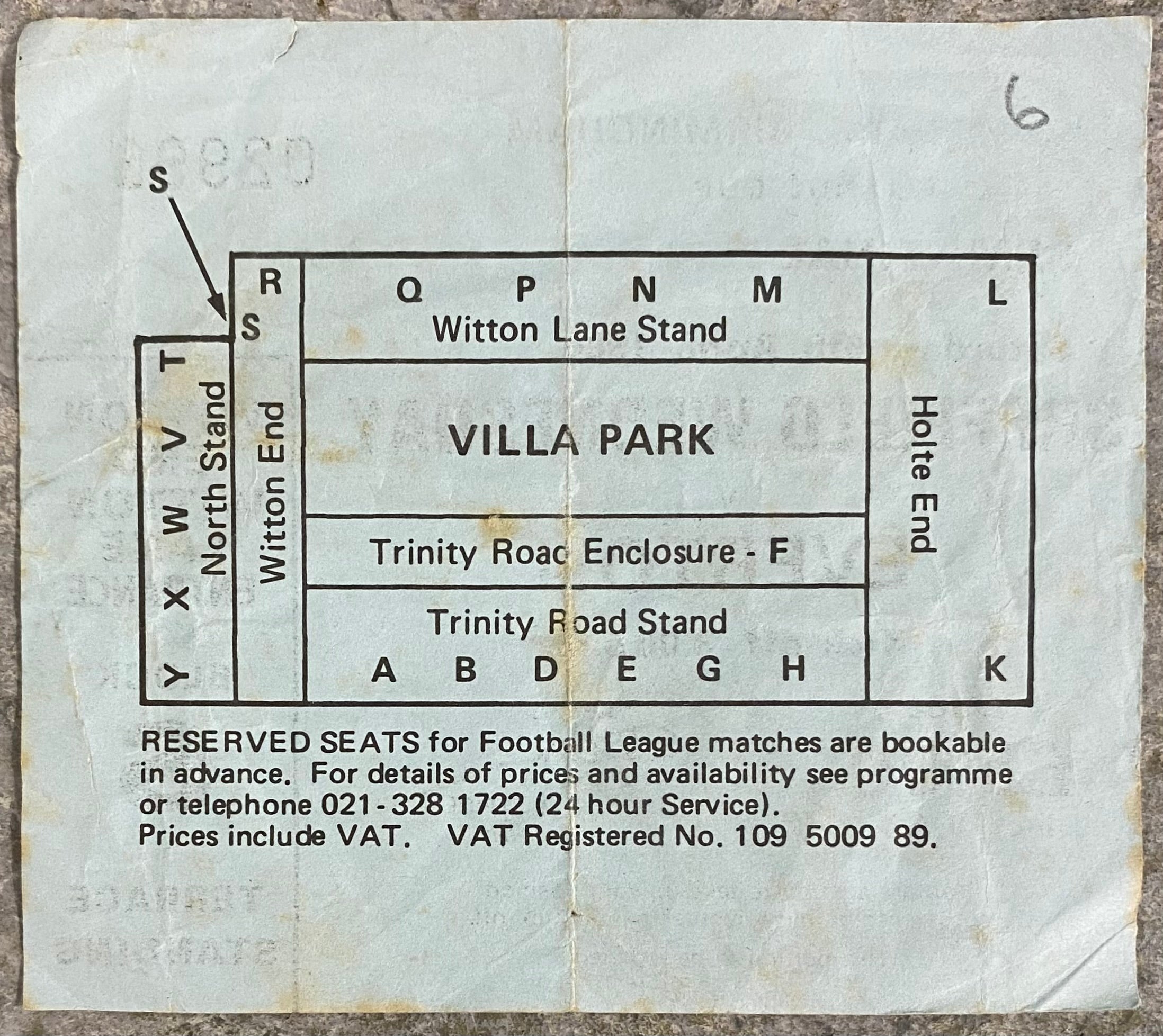 1986 ORIGINAL FA CUP SEMI FINAL TICKET EVERTON V SHEFFIELD WEDNESDAY @ VILLA PARK