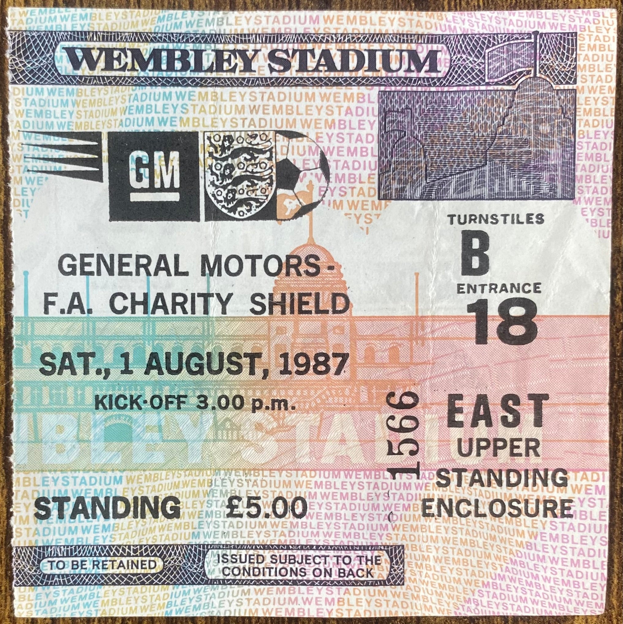 1987 ORIGINAL CHARITY SHIELD TICKET COVENTRY CITY V EVERTON