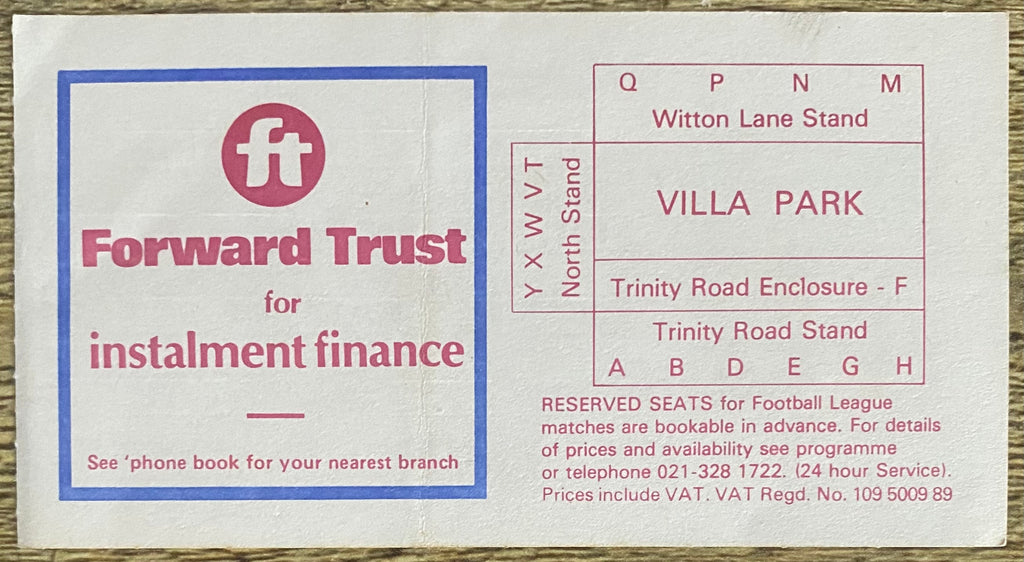 1979/80 ORIGINAL FA CUP 5TH ROUND REPLAY TICKET ASTON VILLA V BLACKBURN ROVERS