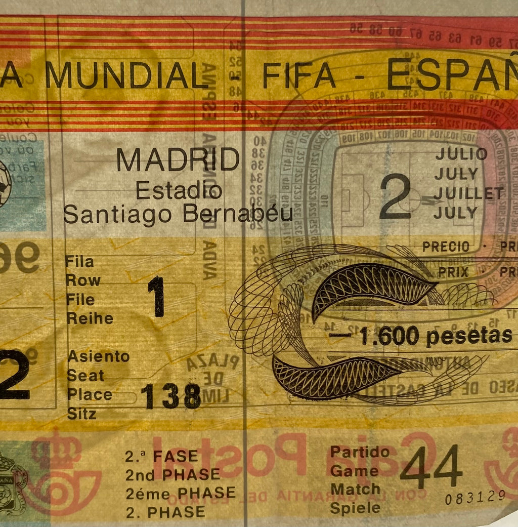 1982 ORIGINAL WORLD CUP 2ND PHASE TICKET WEST GERMANY V SPAIN @ MADRID