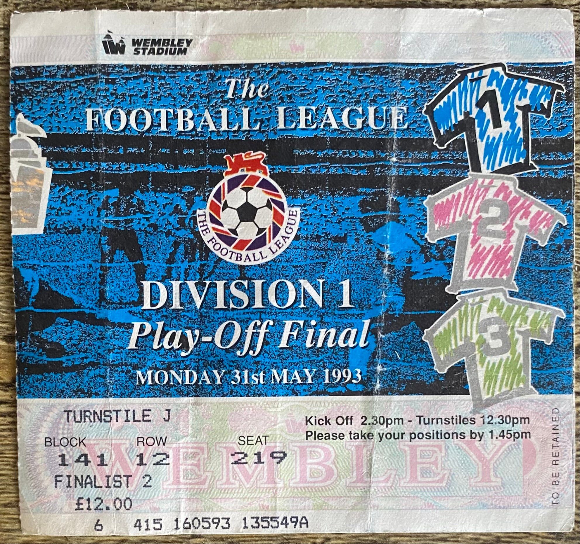 1992/93 ORIGINAL DIVISION ONE PLAY OFF FINAL TICKET LEICESTER CITY V SWINDON TOWN