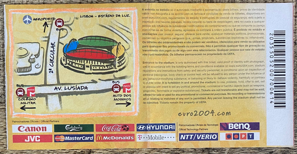 2004 ORIGINAL EUROPEAN CHAMPIONSHIPS TICKET ENGLAND V CROATIA @ LISBON