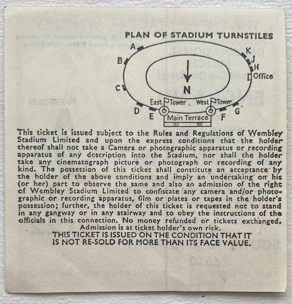 1977 ORIGINAL WORLD CUP QUALIFYING TICKET ENGLAND V ITALY