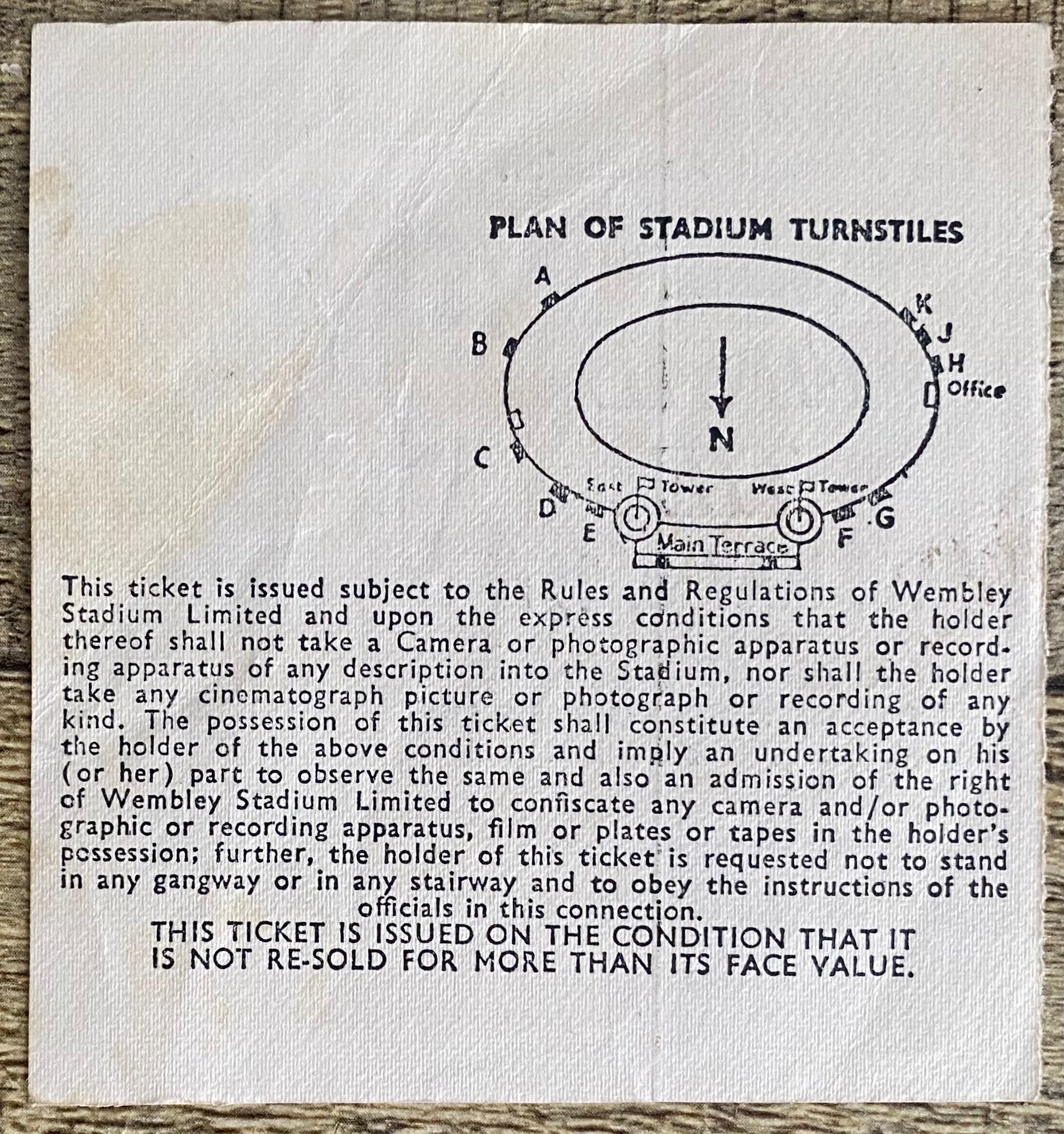 1971 ORIGINAL FA CUP FINAL TICKET ARSENAL V LIVERPOOL