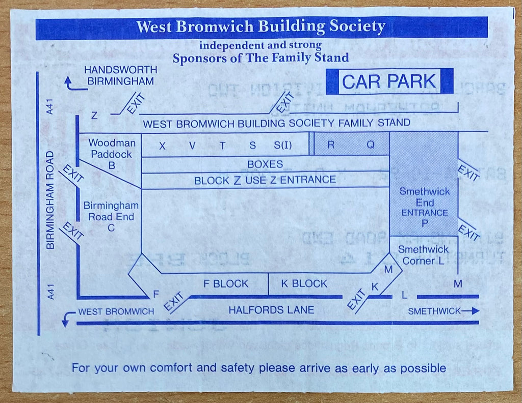 1992/93 ORIGINAL DIVISION 2 TICKET WEST BROMWICH ALBION V ROTHERHAM UNITED