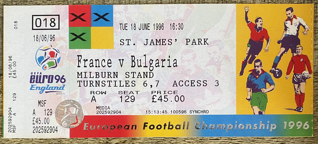 1996 ORIGINAL EUROPEAN CHAMPIONSHIPS EURO 96 UNUSED TICKET FRANCE V BULGARIA @ ST JAMES' PARK