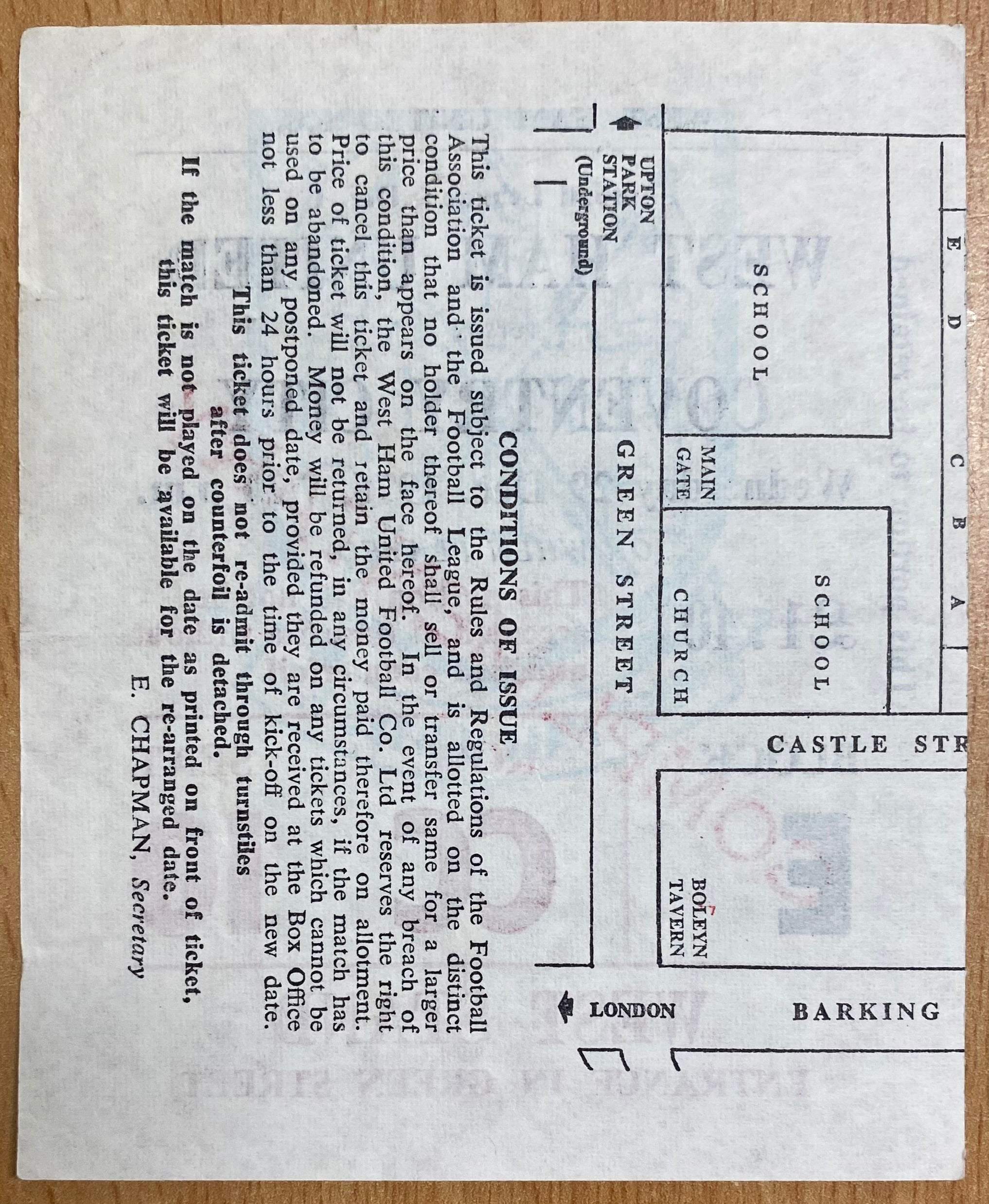 1976/77 ORIGINAL DIVISION ONE TICKET WEST HAM UNITED V COVENTRY CITY