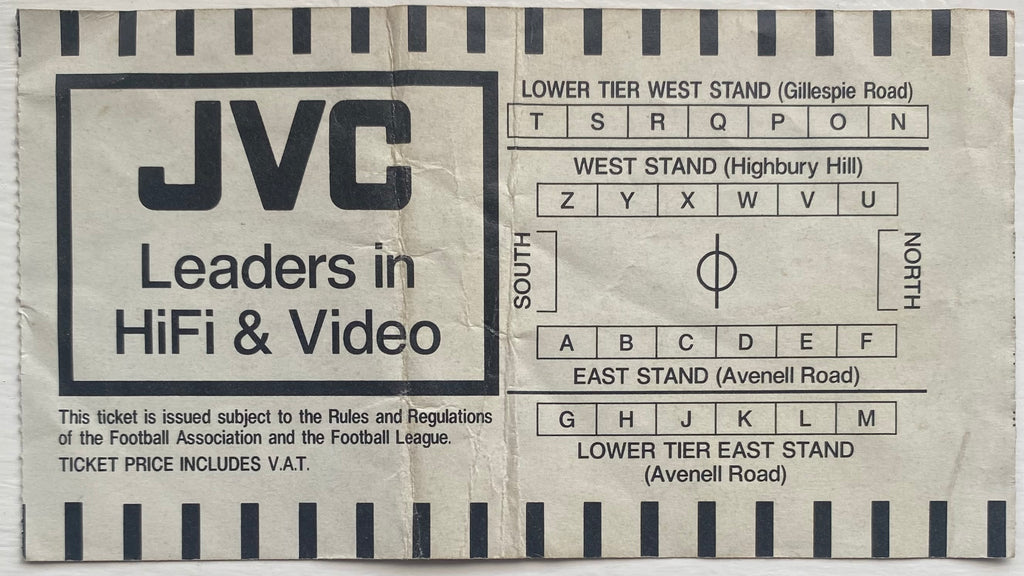 1986/87 ORIGINAL LITTLEWOODS CUP 5TH ROUND TICKET ARSENAL V NOTTINGHAM FOREST