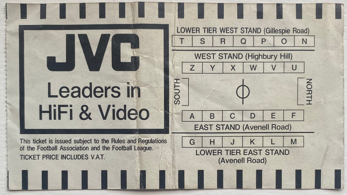 1986/87 ORIGINAL LITTLEWOODS CUP 5TH ROUND TICKET ARSENAL V NOTTINGHAM FOREST