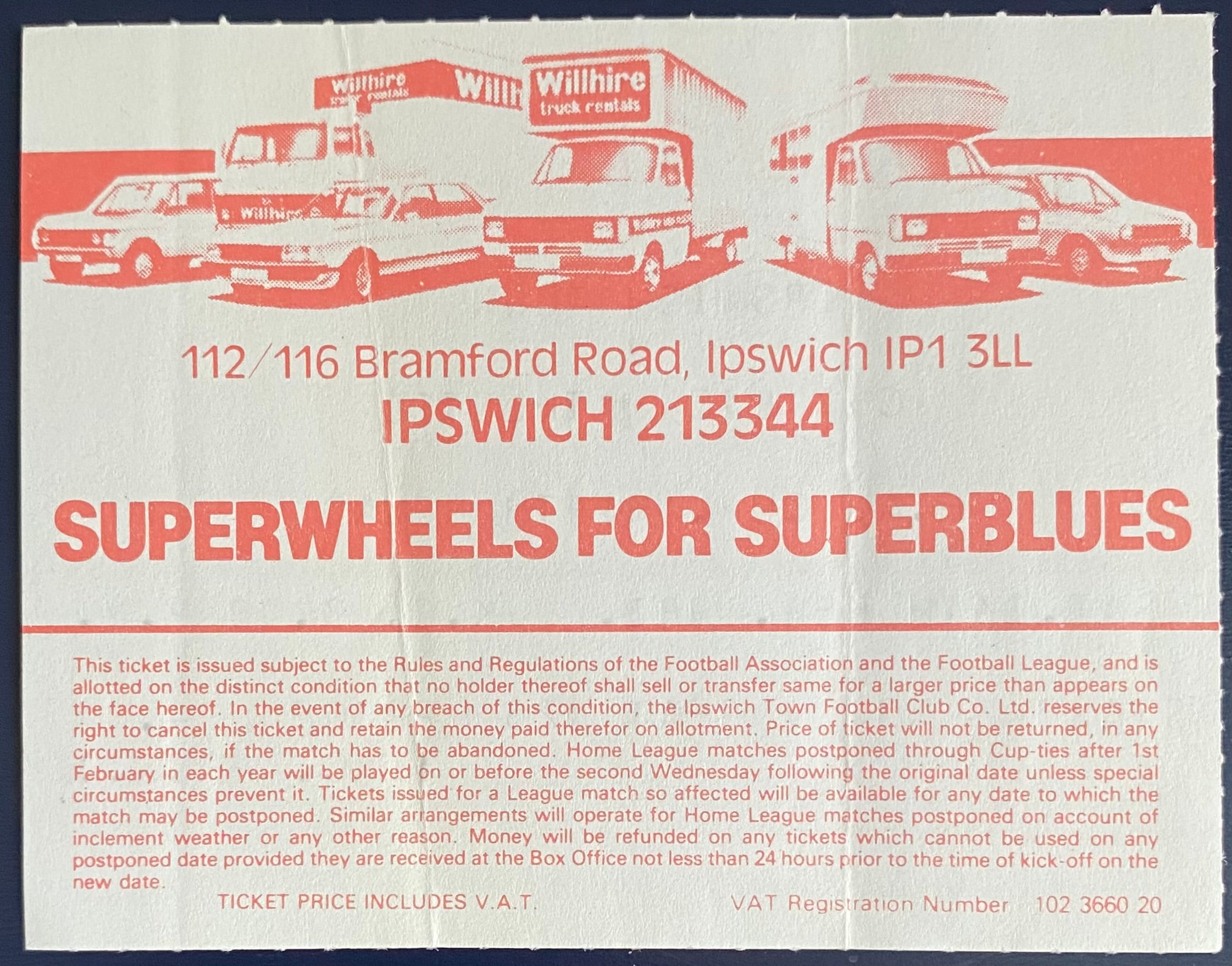 1980/81 ORIGINAL FA CUP 5TH ROUND TICKET IPSWICH TOWN V CHARLTON ATHLETIC