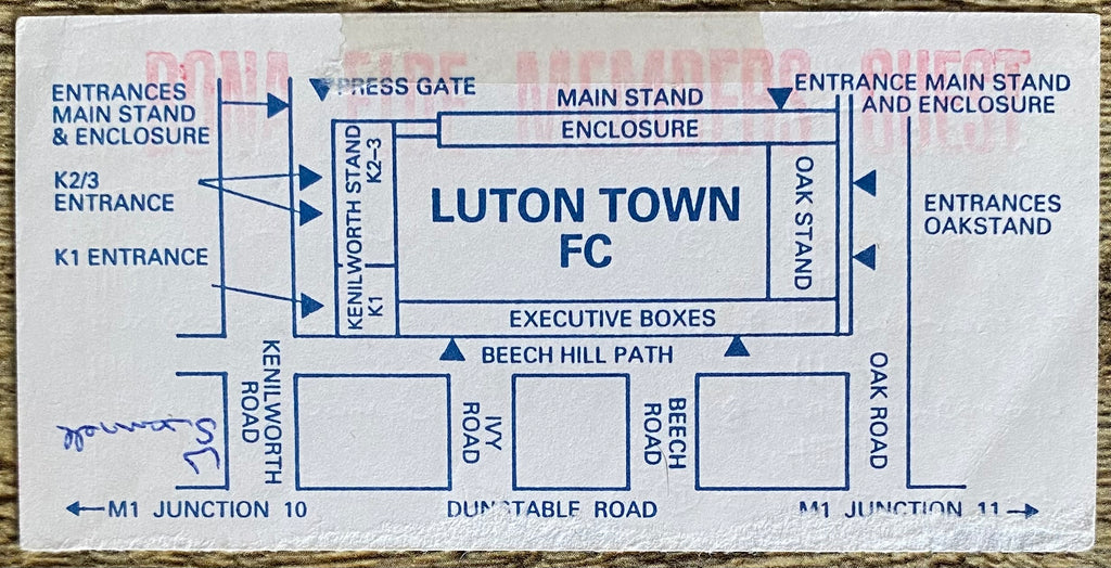 1990/91 ORIGINAL DIVISION 1 TICKET LUTON TOWN V ARSENAL
