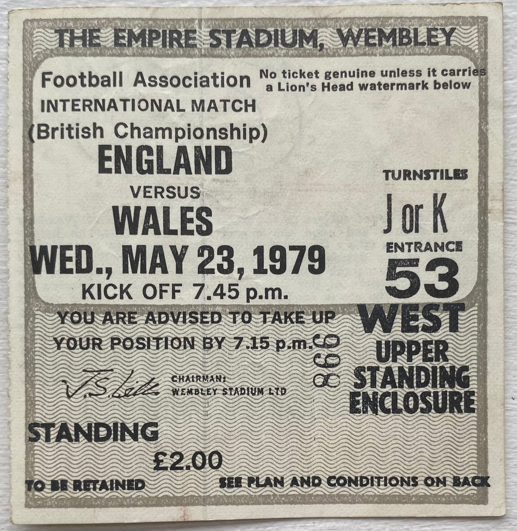 1979 ORIGINAL BRITISH HOME INTERNATIONAL CHAMPIONSHIPS TICKET ENGLAND V WALES