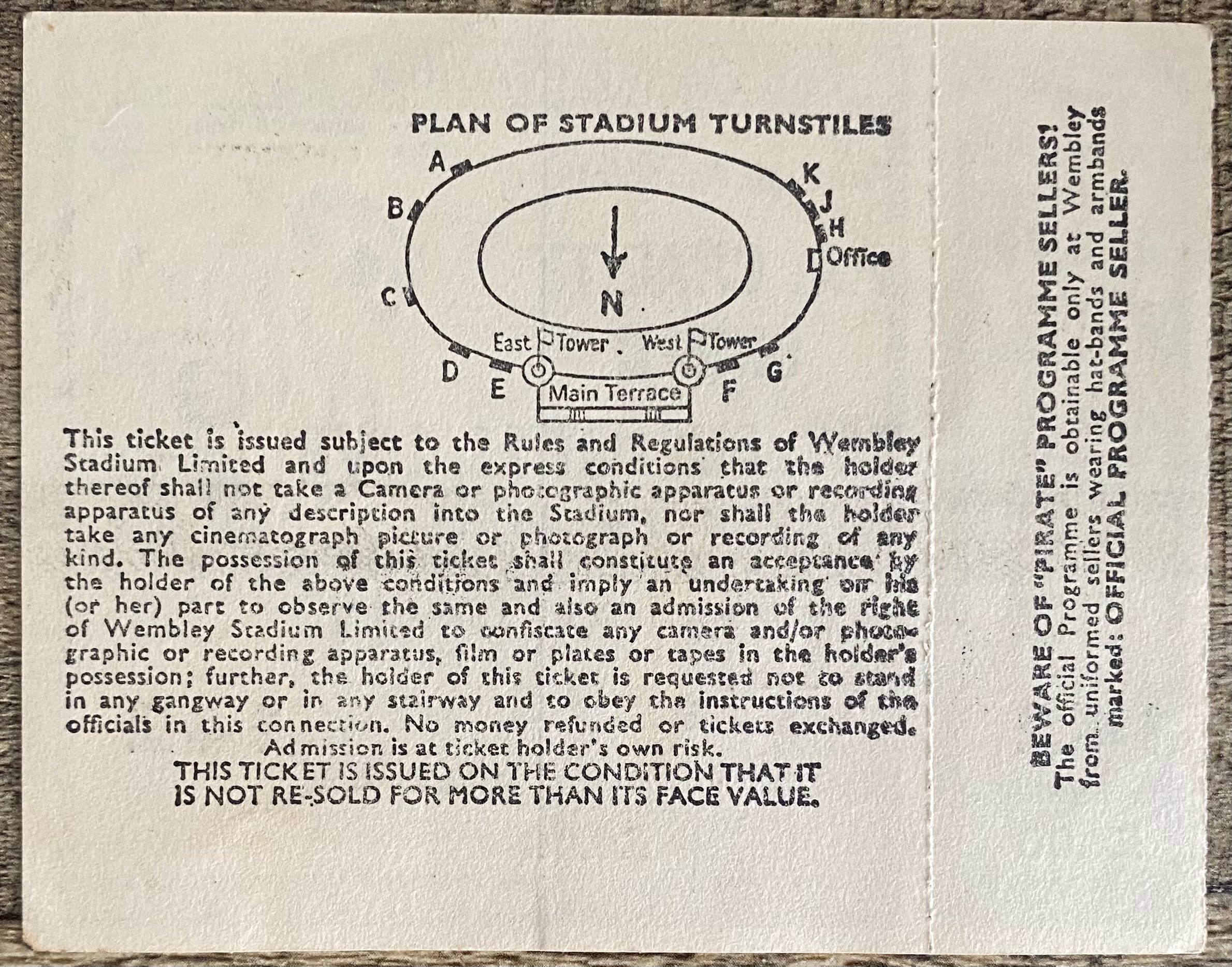 1979 ORIGINAL CHARITY SHIELD UNUSED TICKET LIVERPOOL V ARSENAL