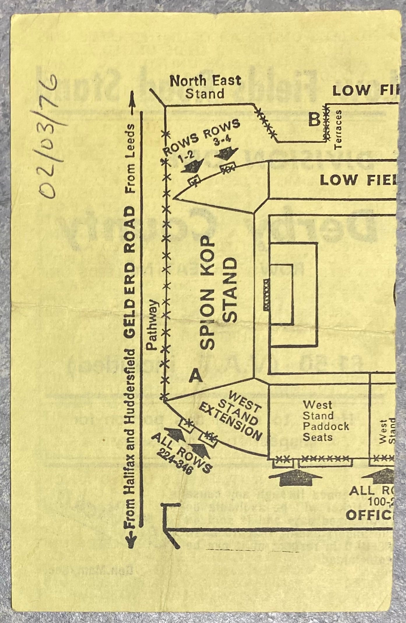 1975/76 ORIGINAL DIVISION ONE TICKET LEEDS UNITED V DERBY COUNTY