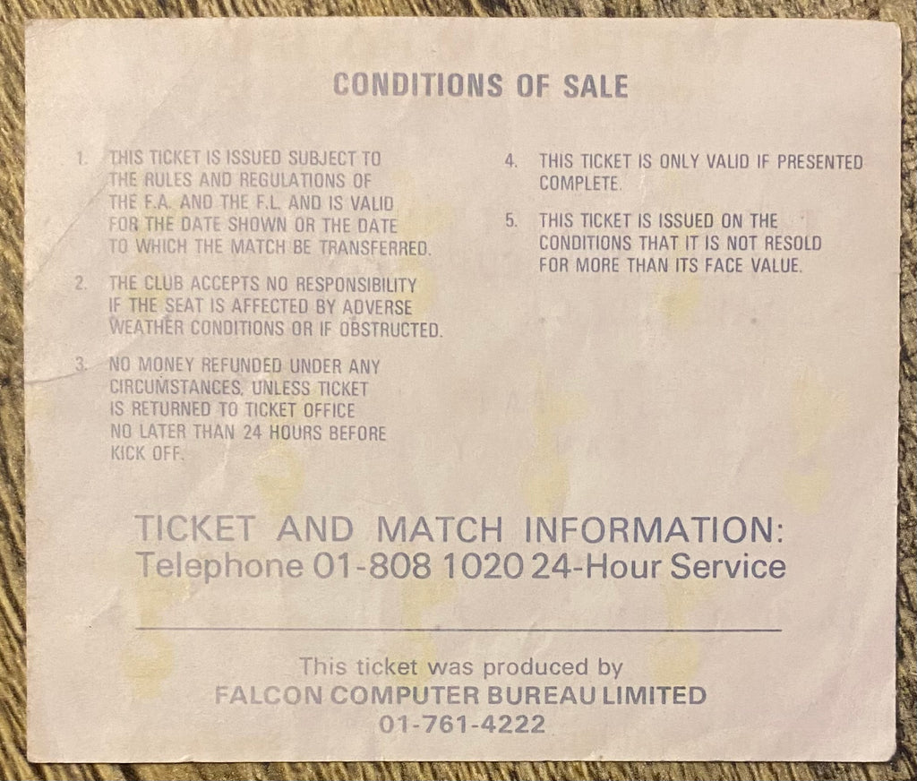 1982/83 ORIGINAL MILK CUP 4TH ROUND TICKET TOTTENHAM HOTSPUR V LUTON TOWN