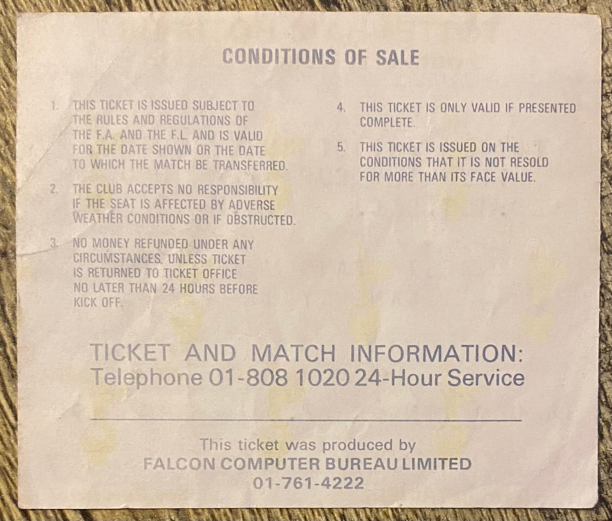 1982/83 ORIGINAL MILK CUP 4TH ROUND TICKET TOTTENHAM HOTSPUR V LUTON TOWN