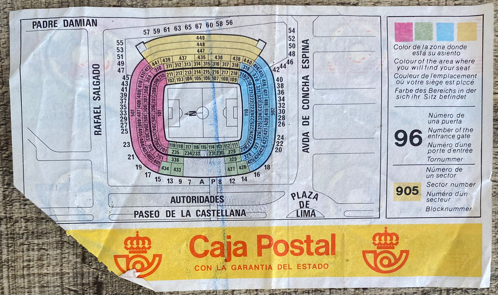 1982 ORIGINAL WORLD CUP 2ND PHASE TICKET WEST GERMANY V SPAIN @ MADRID