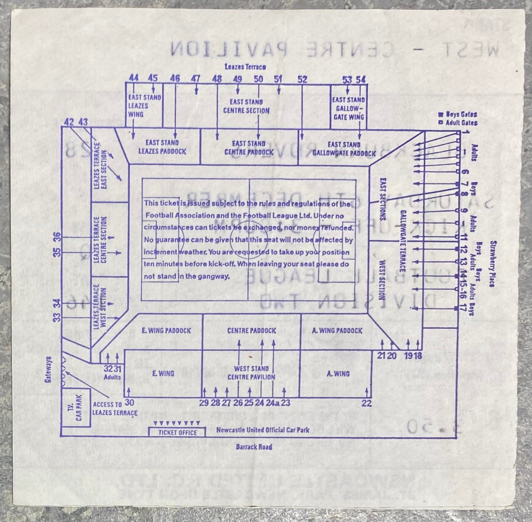 1981/82 ORIGINAL DIVISION TWO TICKET NEWCASTLE UNITED V BLACKBURN ROVERS