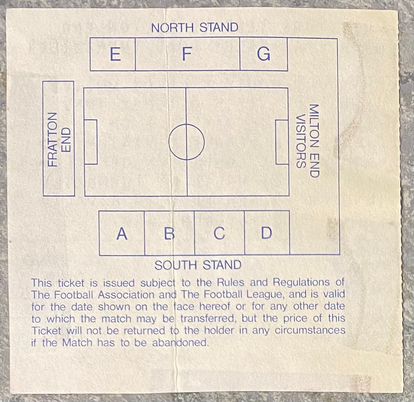 1989/90 ORIGINAL DIVISION TWO TICKET PORTSMOUTH V LEEDS UNITED