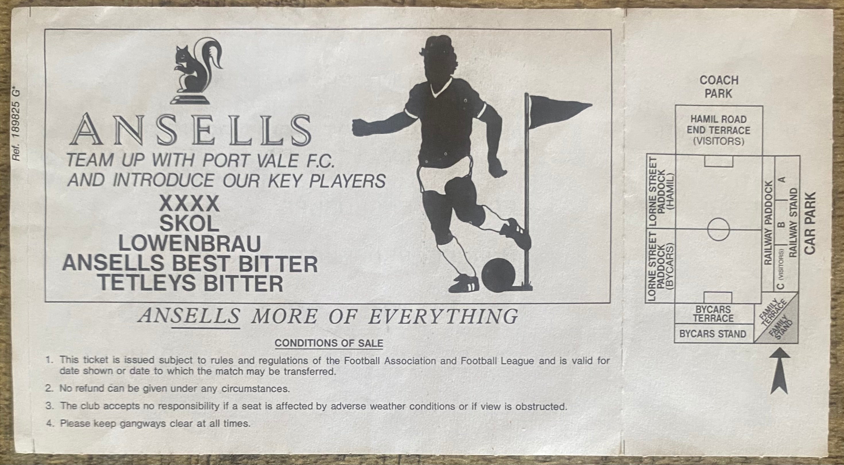 1990/91 ORIGINAL FA CUP 3RD ROUND UNUSED TICKET PORT VALE V PETERBOROUGH