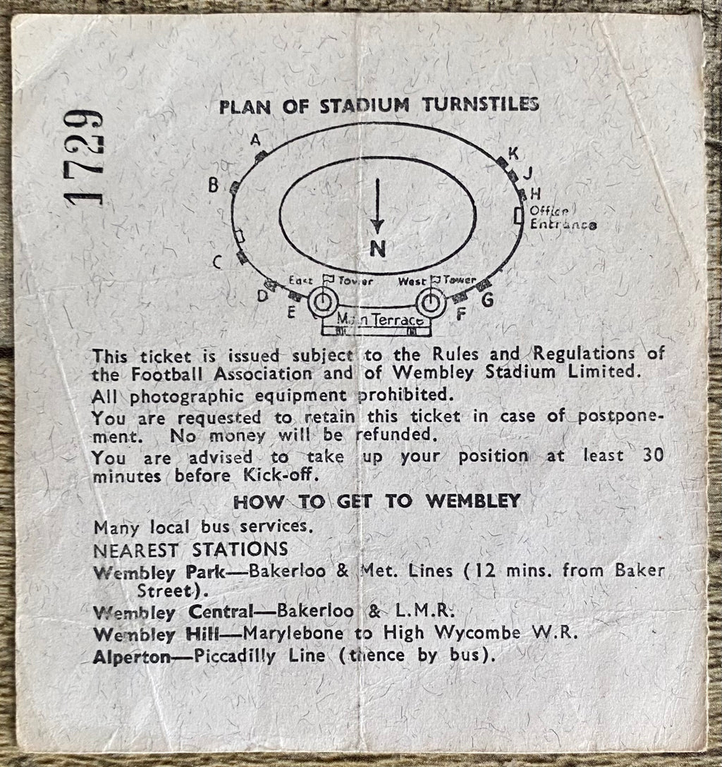 1966 ORIGINAL WORLD CUP SEMI FINAL TICKET ENGLAND V PORTUGAL @ WEMBLEY