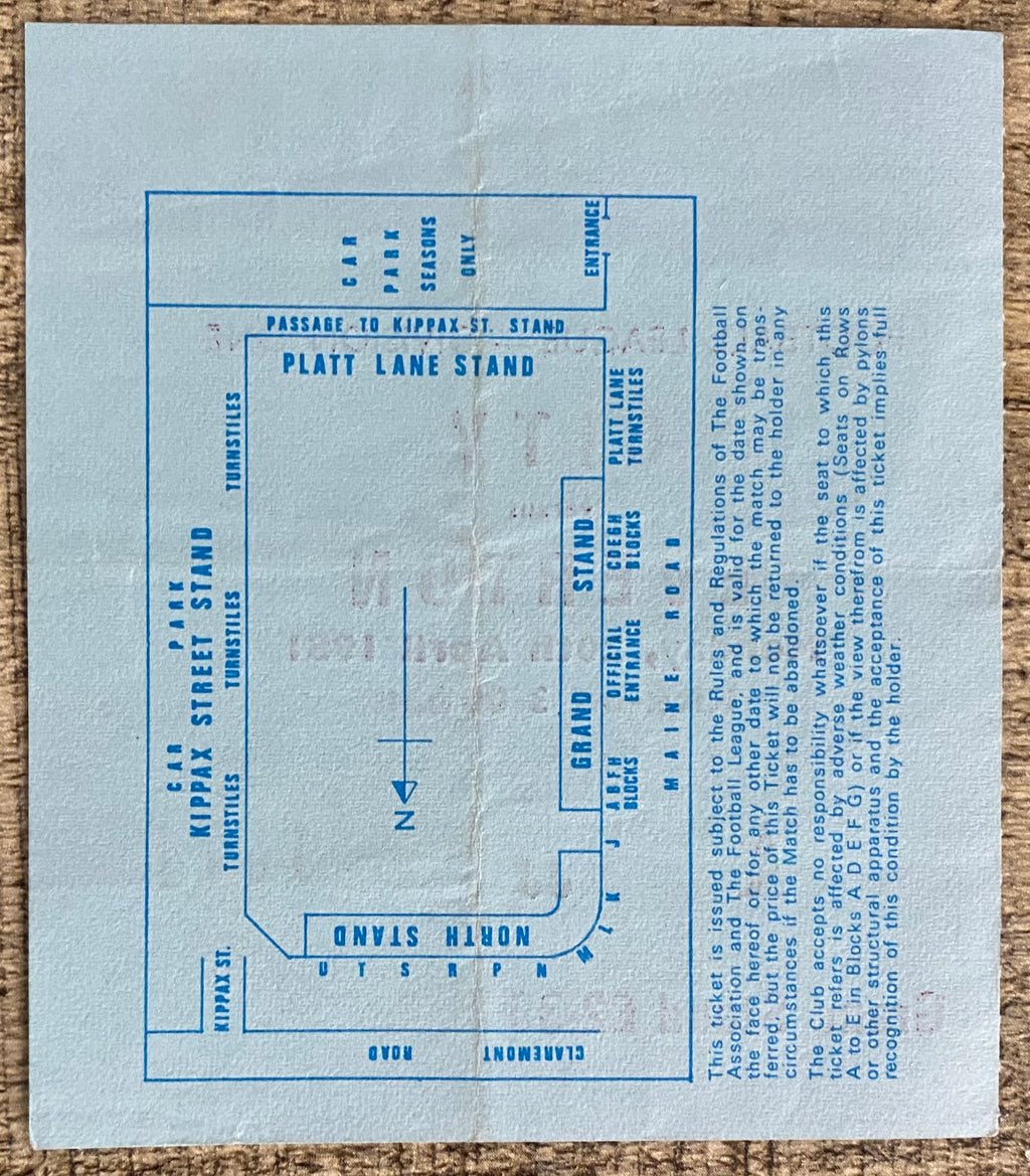 1980/81 ORIGINAL DIVISION 1 TICKET MANCHESTER CITY V EVERTON