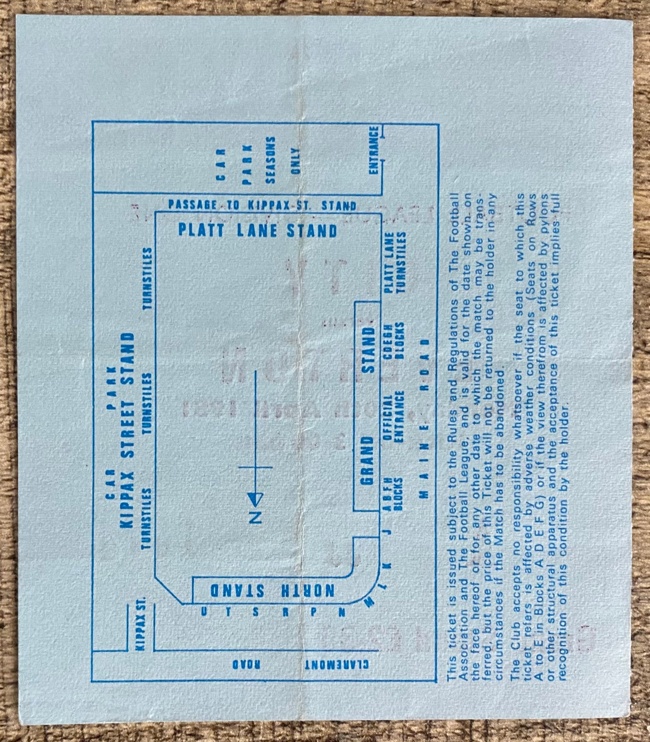 1980/81 ORIGINAL DIVISION 1 TICKET MANCHESTER CITY V EVERTON