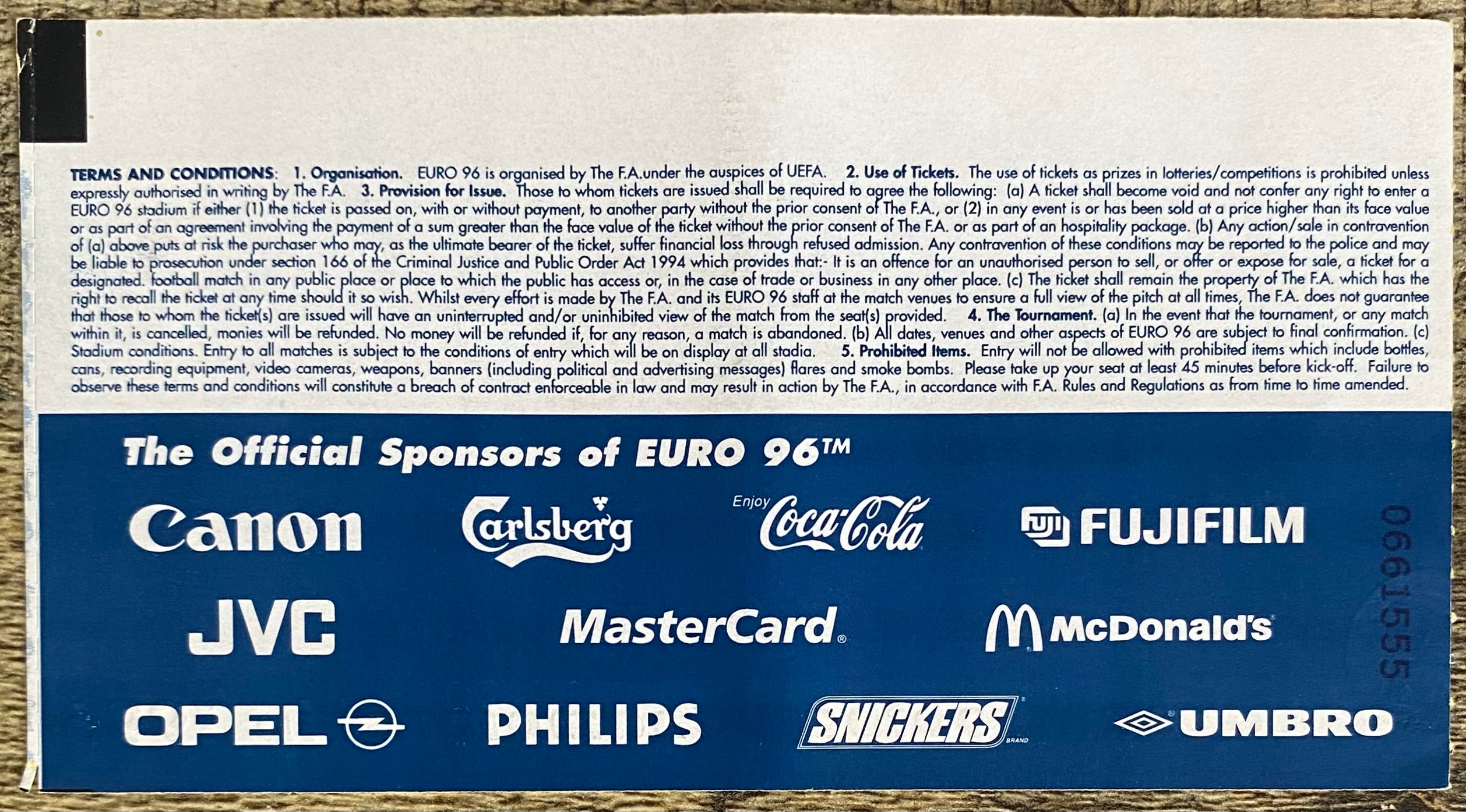 1996 ORIGINAL EUROPEAN CHAMPIONSHIPS EURO 96 TICKET SCOTLAND V SWITZERLAND @ VILLA PARK