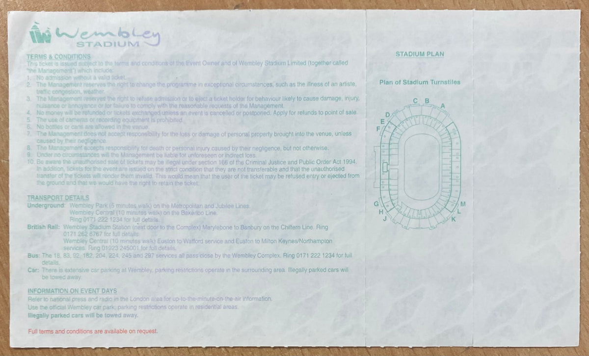 2000 ORIGINAL UNUISSUED FA CUP FINAL TICKET ASTON VILLA V CHELSEA