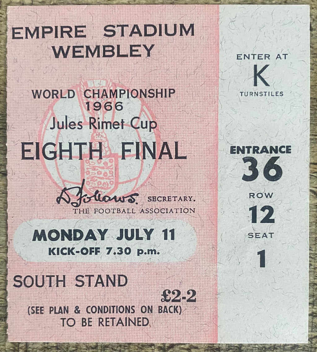 1966 ORIGINAL WORLD CUP 1ST ROUND TICKET ENGLAND V URUGUAY @ WEMBLEY