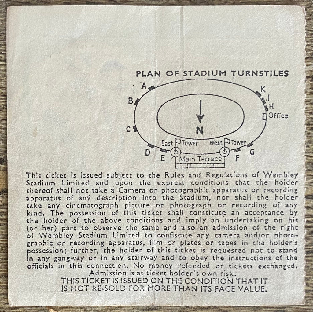 1978 ORIGINAL EUROPEAN CUP FINAL TICKET LIVERPOOL V FC BRUGES @ WEMBLEY