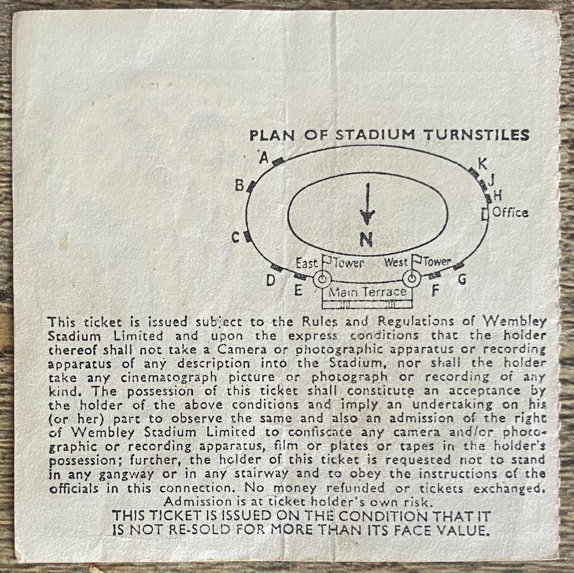 1978 ORIGINAL EUROPEAN CUP FINAL TICKET LIVERPOOL V FC BRUGES @ WEMBLEY