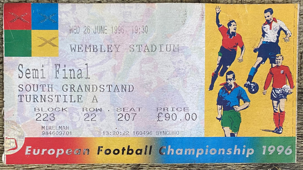 1996 ORIGINAL EUROPEAN CHAMPIONSHIPS EURO 96 SEMI FINAL TICKET ENGLAND V GERMANY @ WEMBLEY