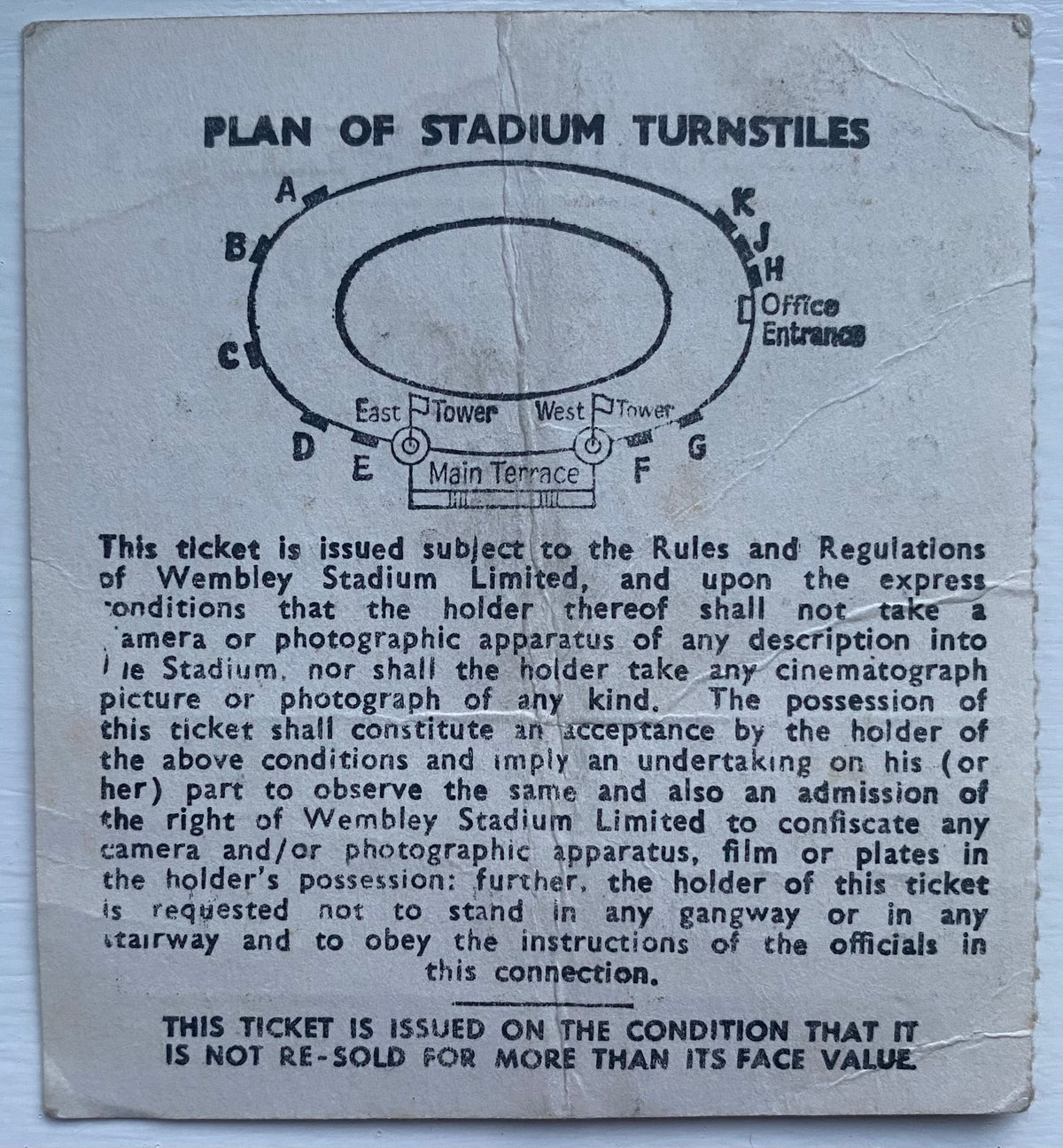 1968 ORIGINAL LEAGUE CUP FINAL TICKET LEEDS UNITED V ARSENAL
