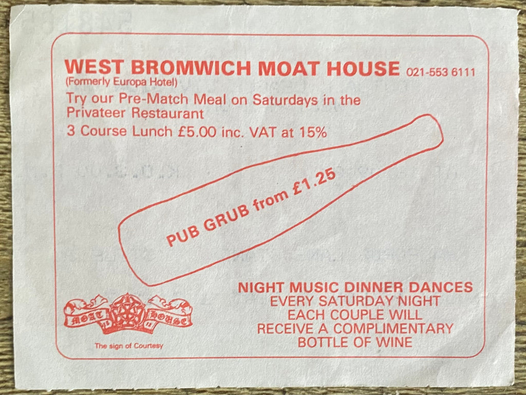 1982/83 ORIGINAL DIVISION 1 TICKET WEST BROMWICH ALBION V WEST HAM UNITED