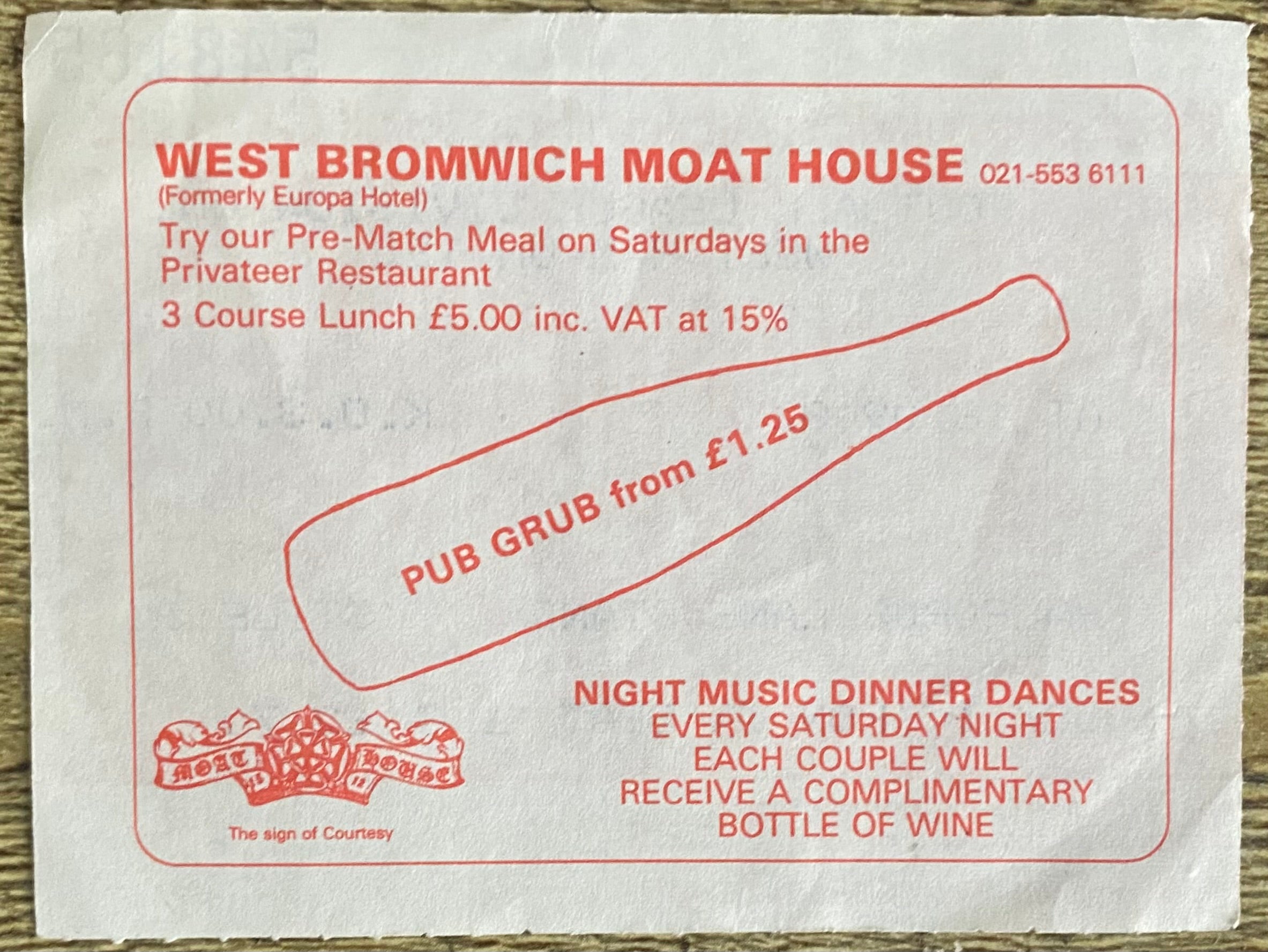 1982/83 ORIGINAL DIVISION 1 TICKET WEST BROMWICH ALBION V WEST HAM UNITED