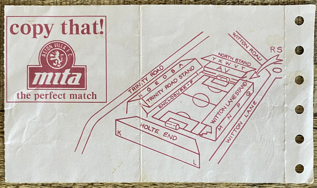 1990/91 ORIGINAL DIVISION 1 TICKET ASTON VILLA V CHELSEA