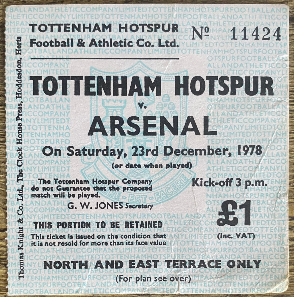 1978/79 ORIGINAL DIVISION ONE TICKET TOTTENHAM HOTSPUR V ARSENAL